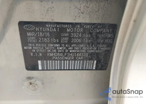 2017 Hyundai Elantra Se z USA, uszkodzony, nr VIN KMHD84LF1HU144335